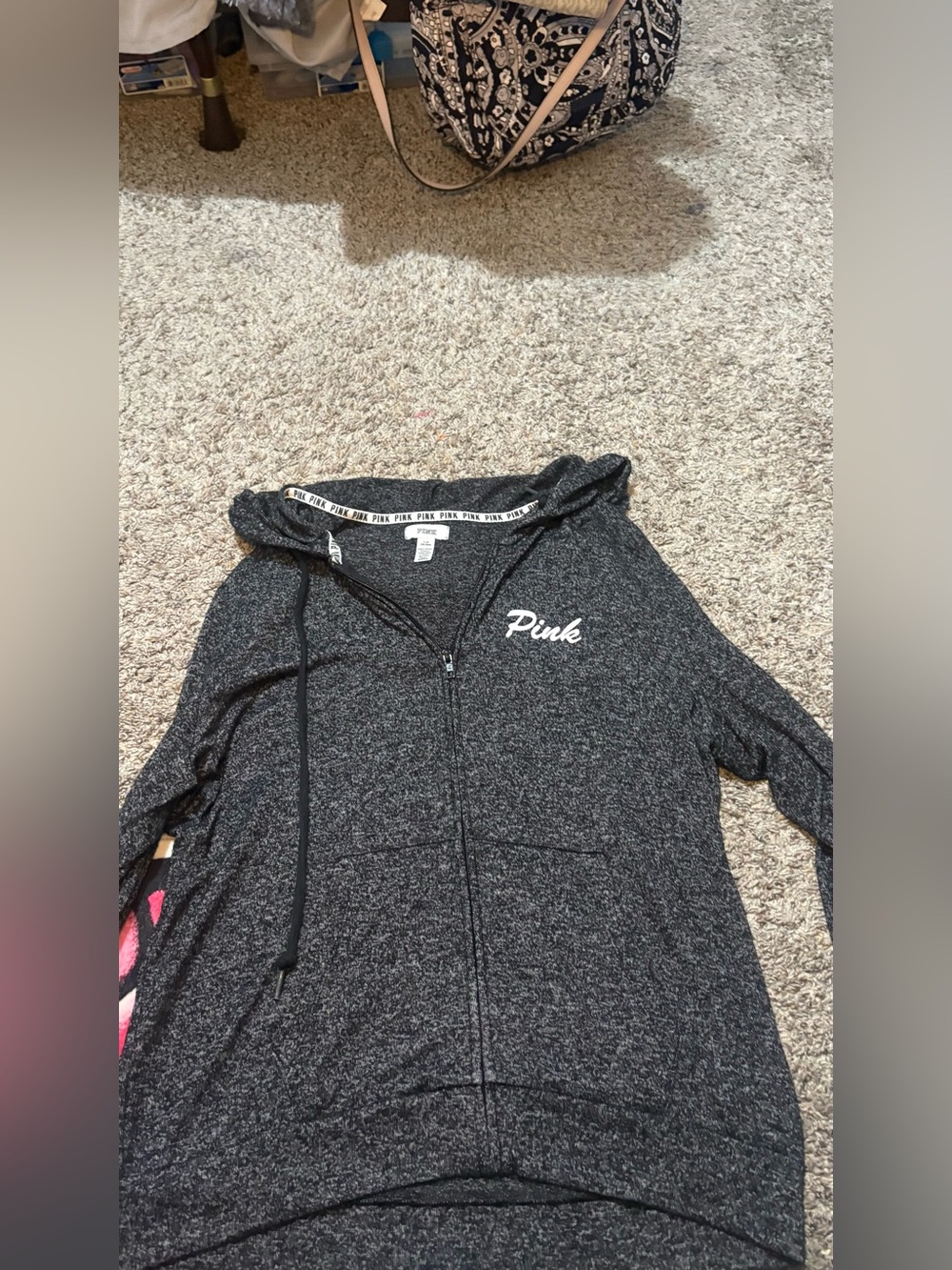 PINK Victoria's Secret Charcoal Zip Hoodie